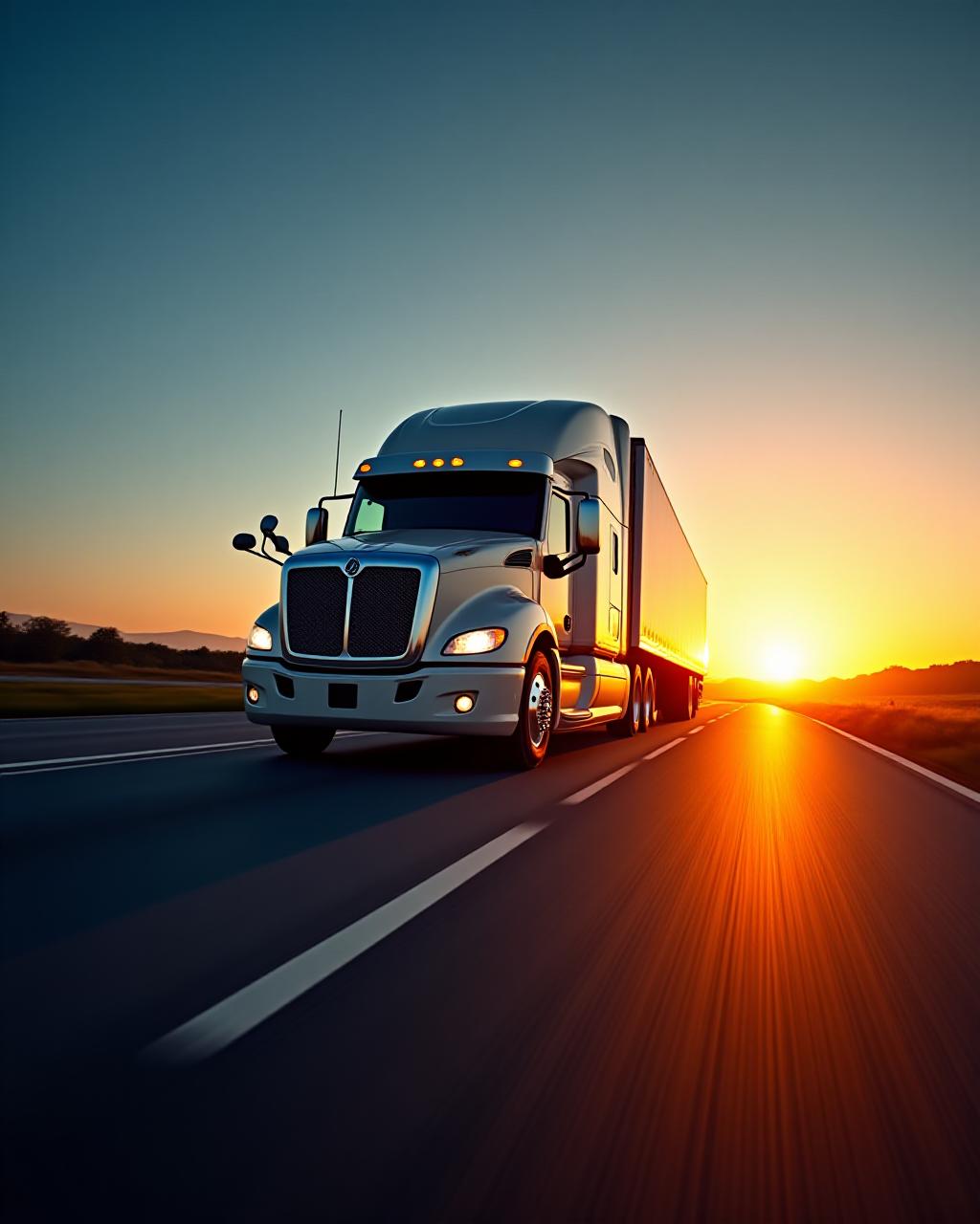 Heavy duty truck in motion